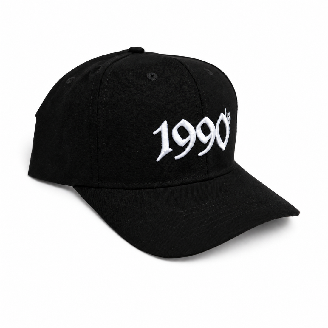 Black 1990s LA snapback with white embroidery on white