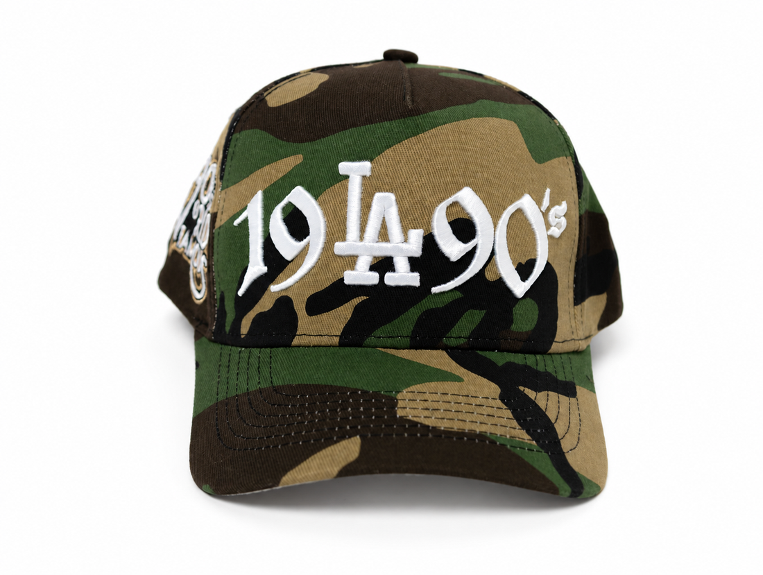 NINETIES camo 1990s la snapback on white background
