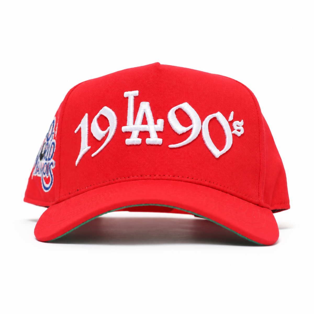 NINETIES LA red snapback front on white background