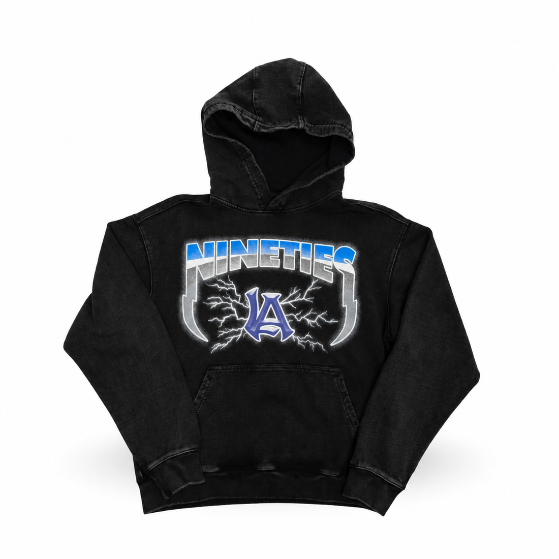 NINETIES LA vintage wash hoodie main on white background